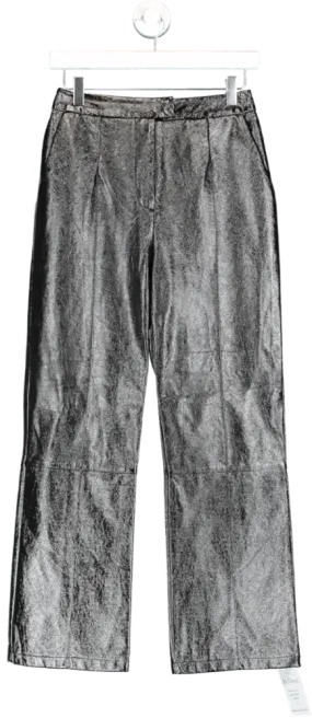 4th & Reckless Black Straight Leg Faux Leather Trousers UK 6