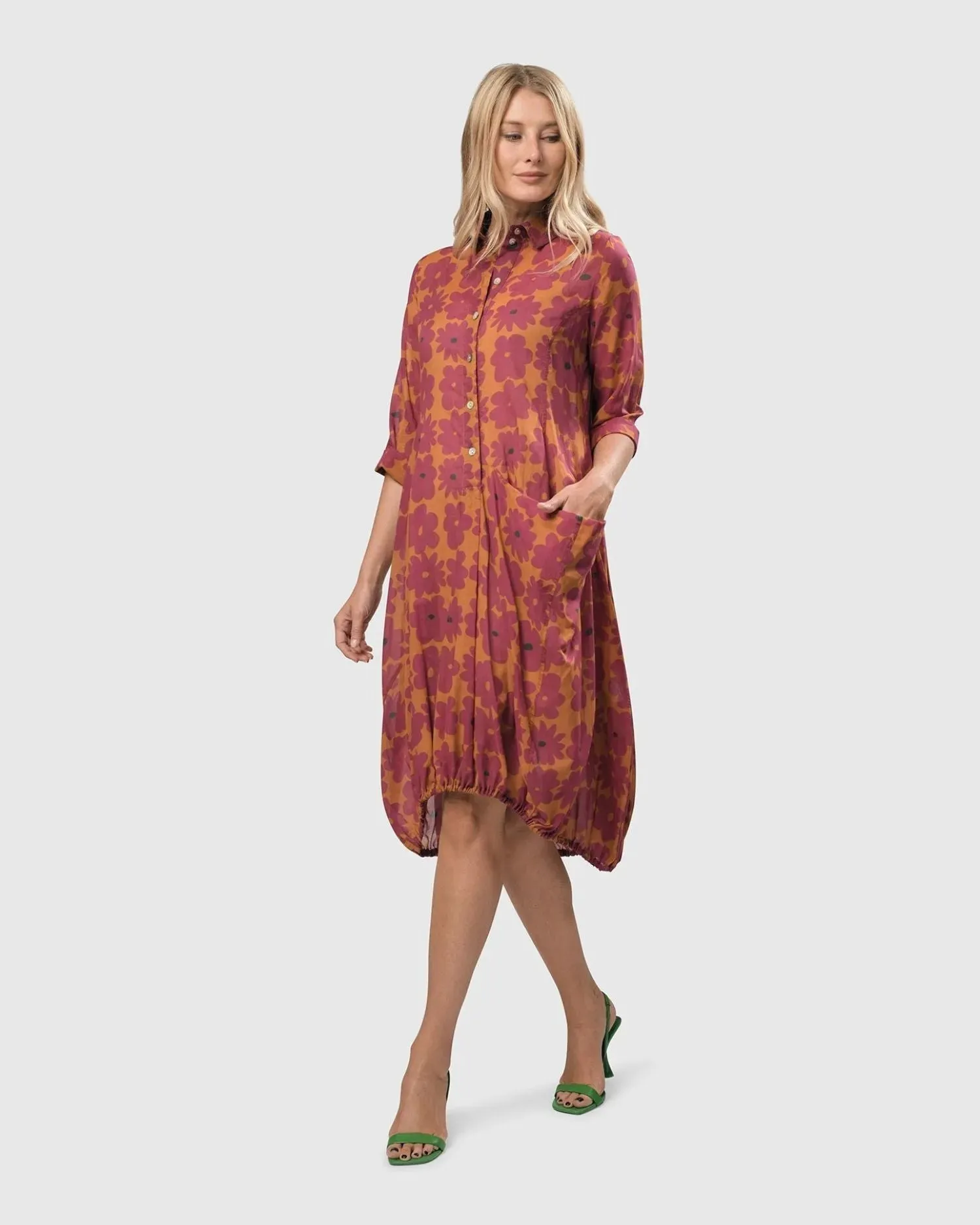 Aster Cotton Voile Wonderful Dress, Fuchsia/orange