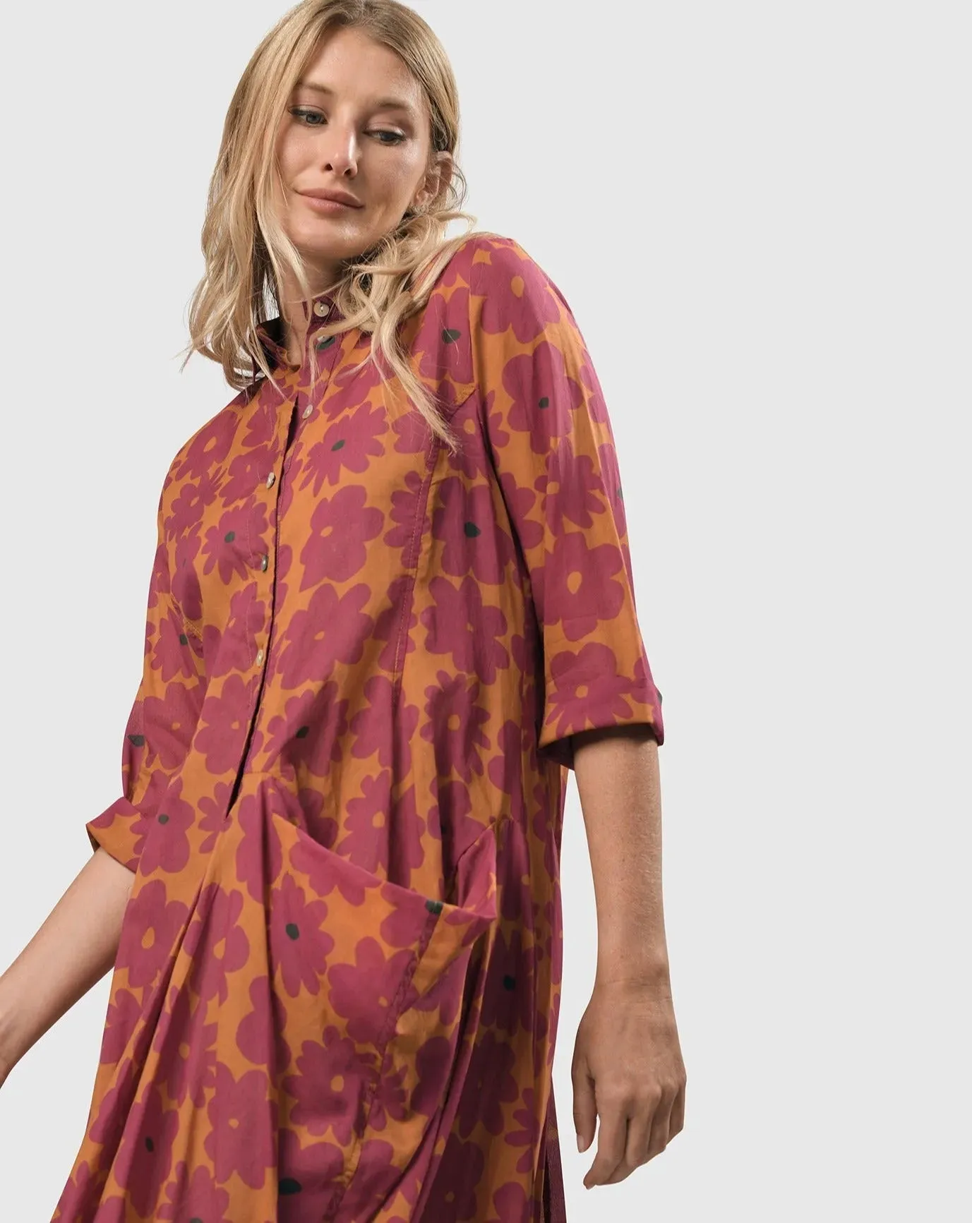 Aster Cotton Voile Wonderful Dress, Fuchsia/orange