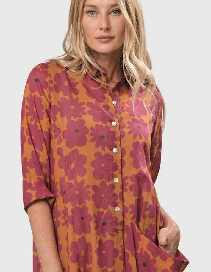 Aster Cotton Voile Wonderful Dress, Fuchsia/orange