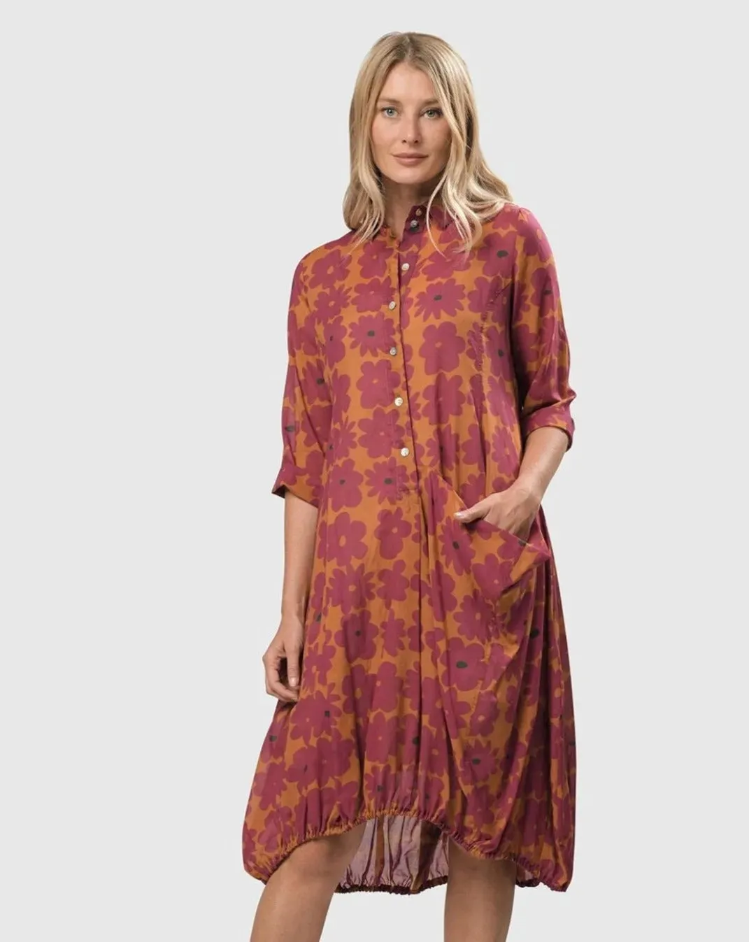 Aster Cotton Voile Wonderful Dress, Fuchsia/orange