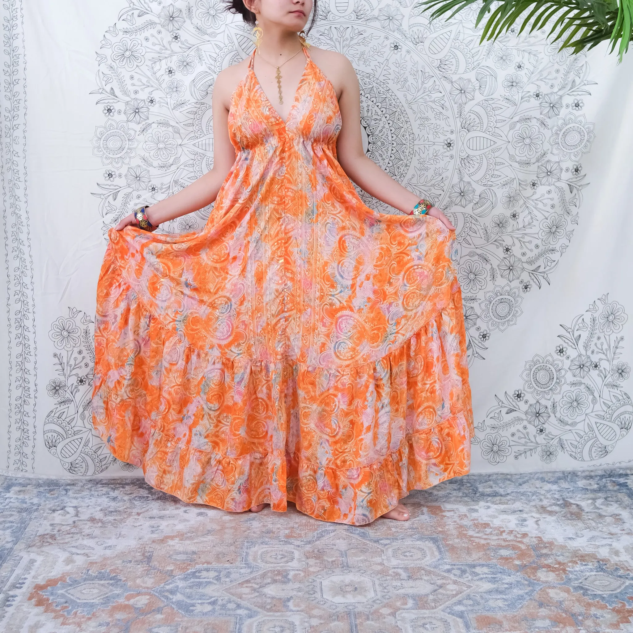 Flowy Boho Style Backless Summer Dress