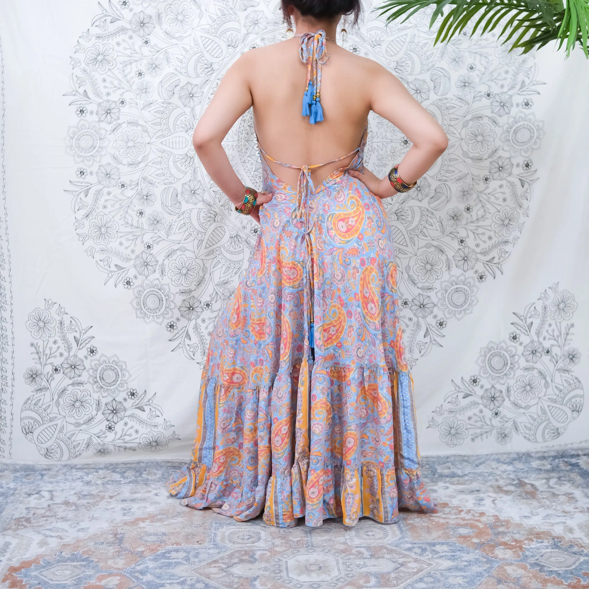 Flowy Boho Style Backless Summer Dress