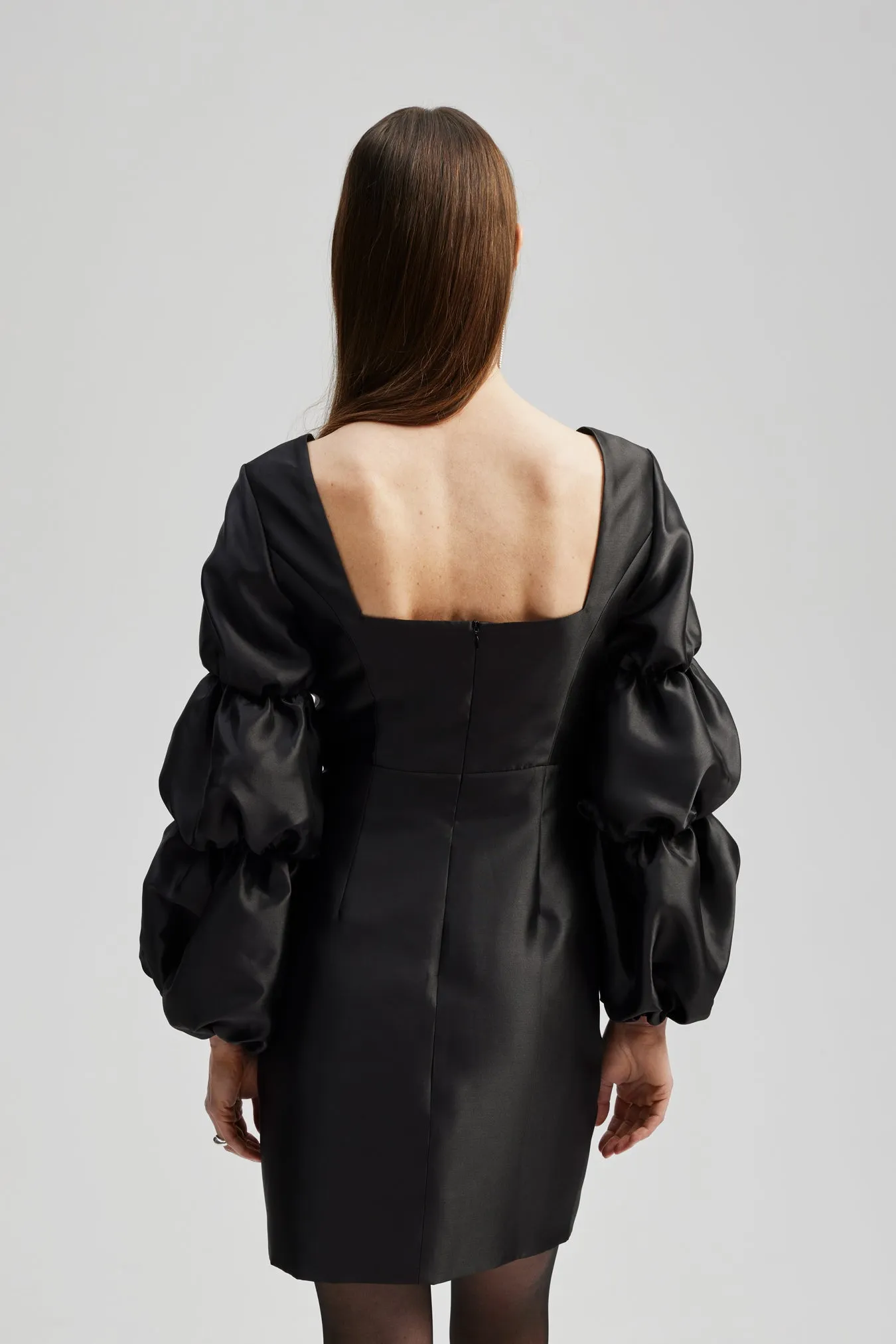 Georgia Double Pouf Sleeve Mini Dress - Black