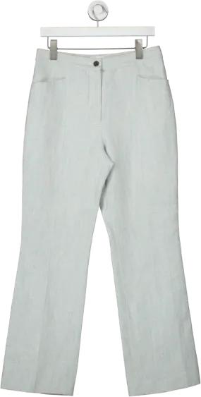 Longchamp Blue Linen Blend Straight Leg Trousers UK 12