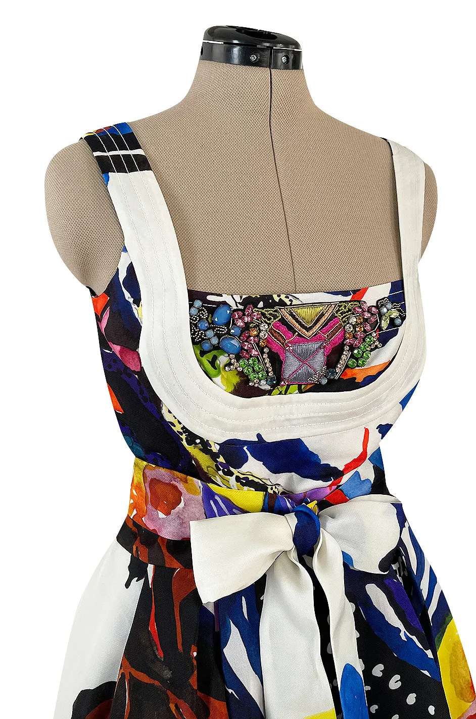 Look 45 Spring 2008 Christian Lacroix Silk Organza Dress w Crystal Detailing & Exuberant Print