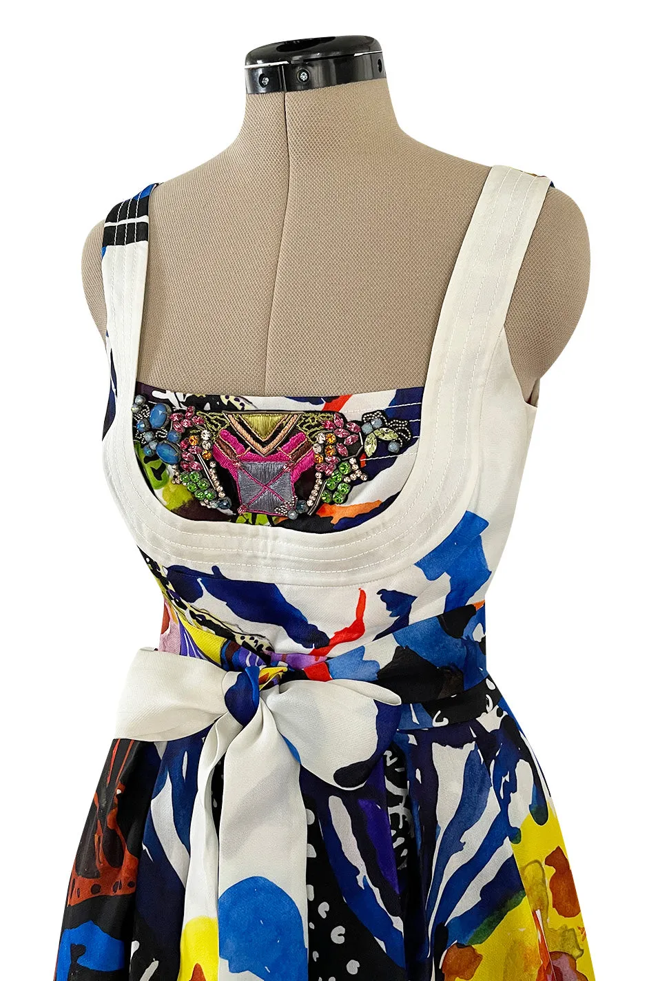 Look 45 Spring 2008 Christian Lacroix Silk Organza Dress w Crystal Detailing & Exuberant Print