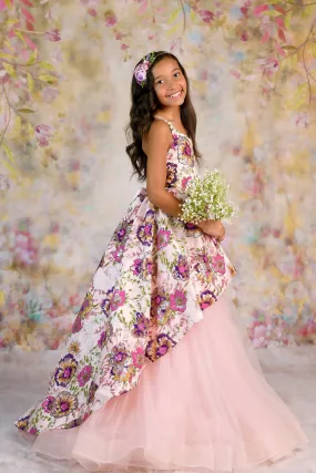 New, Couture Rental Gown "Colorful Sunset"  -  High Low Length Dress ( 8 Year - Petite 9 Year)