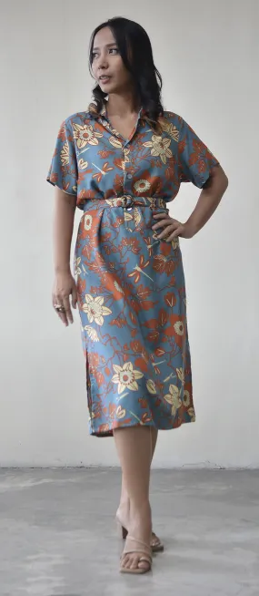 Passion Flower Blue Spice Short-Sleeved Shift Dress, 2 Sizes - SALE CLOTHING & KIDS
