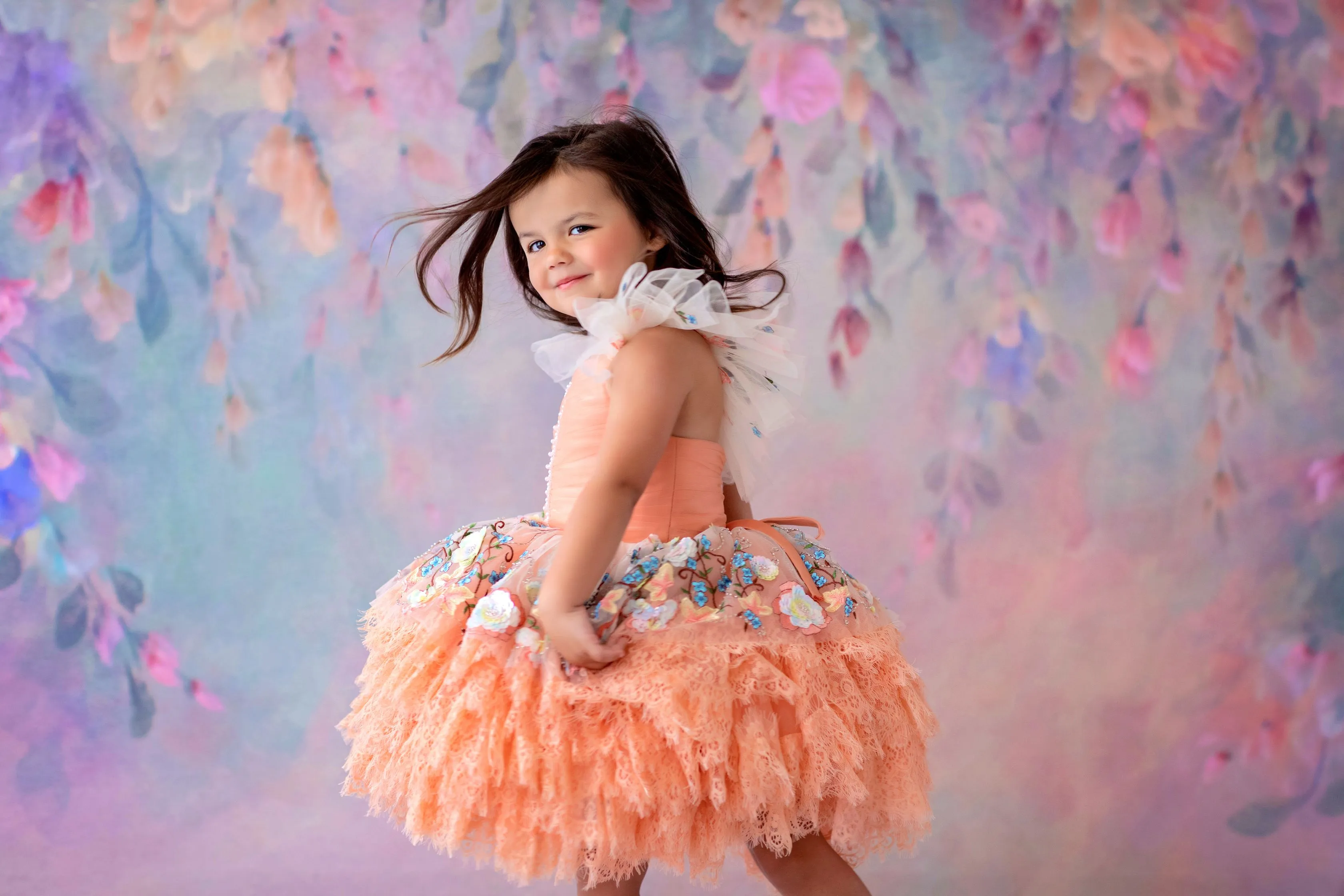 "Peaches"  Petal Length Dress ( 3 Year - Petite 4 Year)