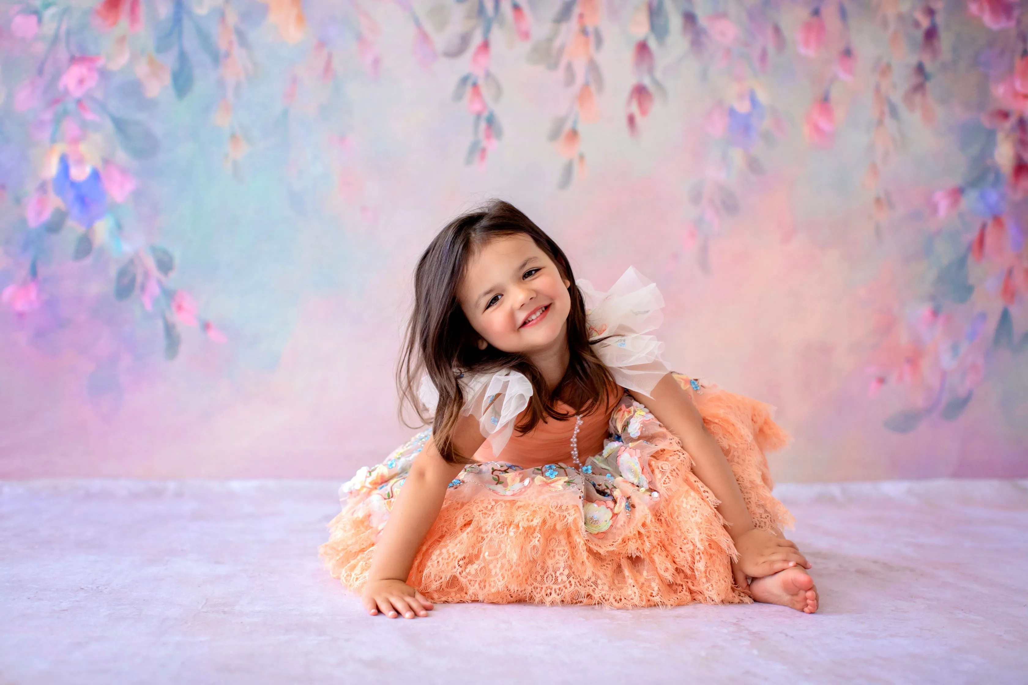 "Peaches"  Petal Length Dress ( 3 Year - Petite 4 Year)