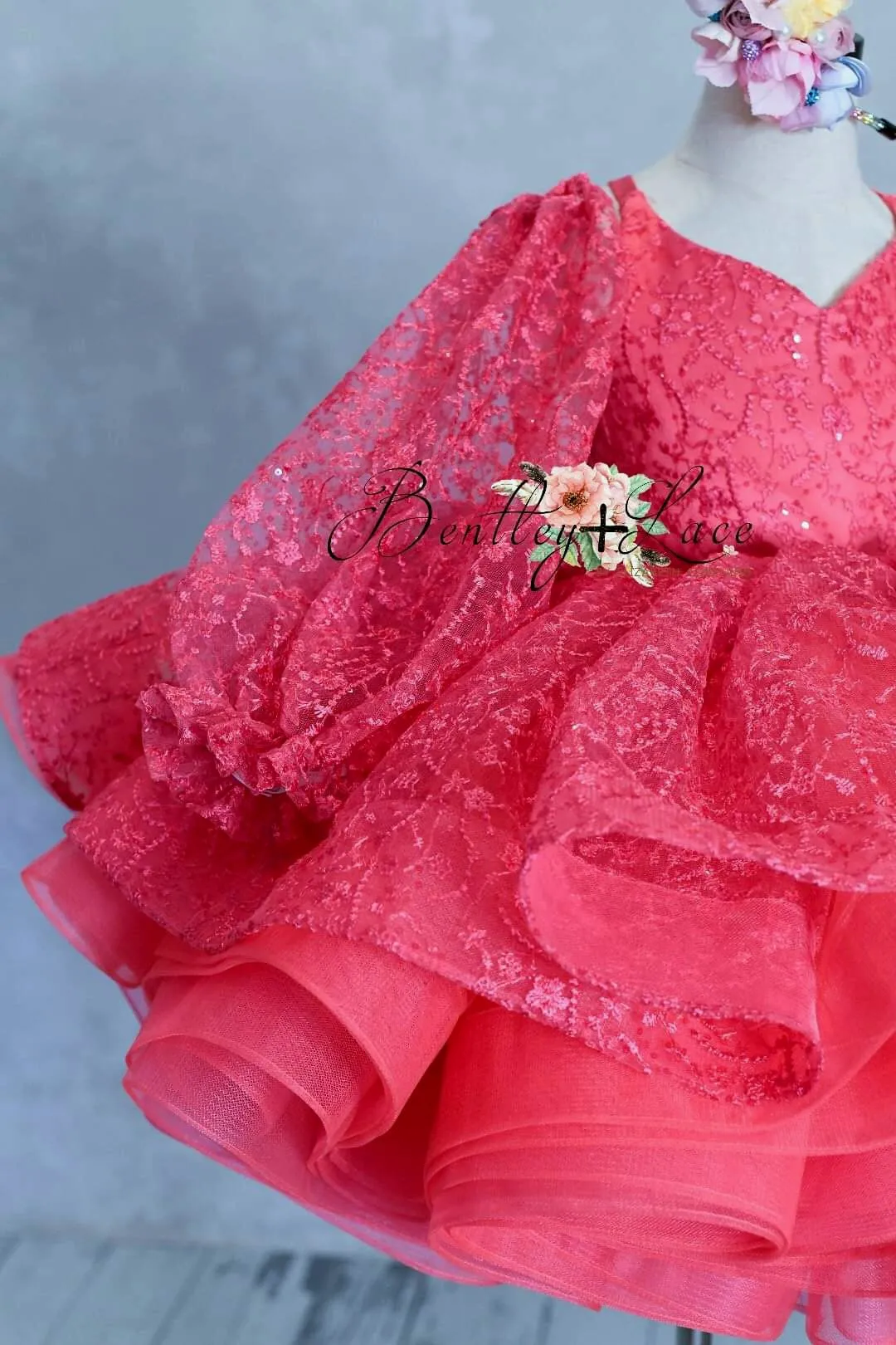 "Whit" Petal Length Dress Pink - detachable sleeves (4 Year - Petite 5 Year- up to possible 6.)