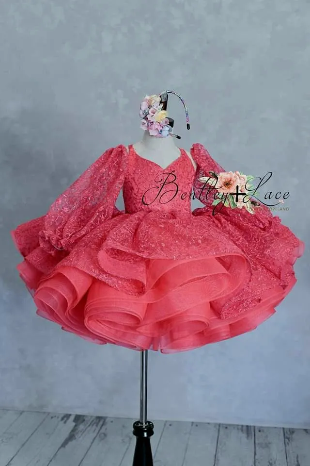 "Whit" Petal Length Dress Pink - detachable sleeves (4 Year - Petite 5 Year- up to possible 6.)