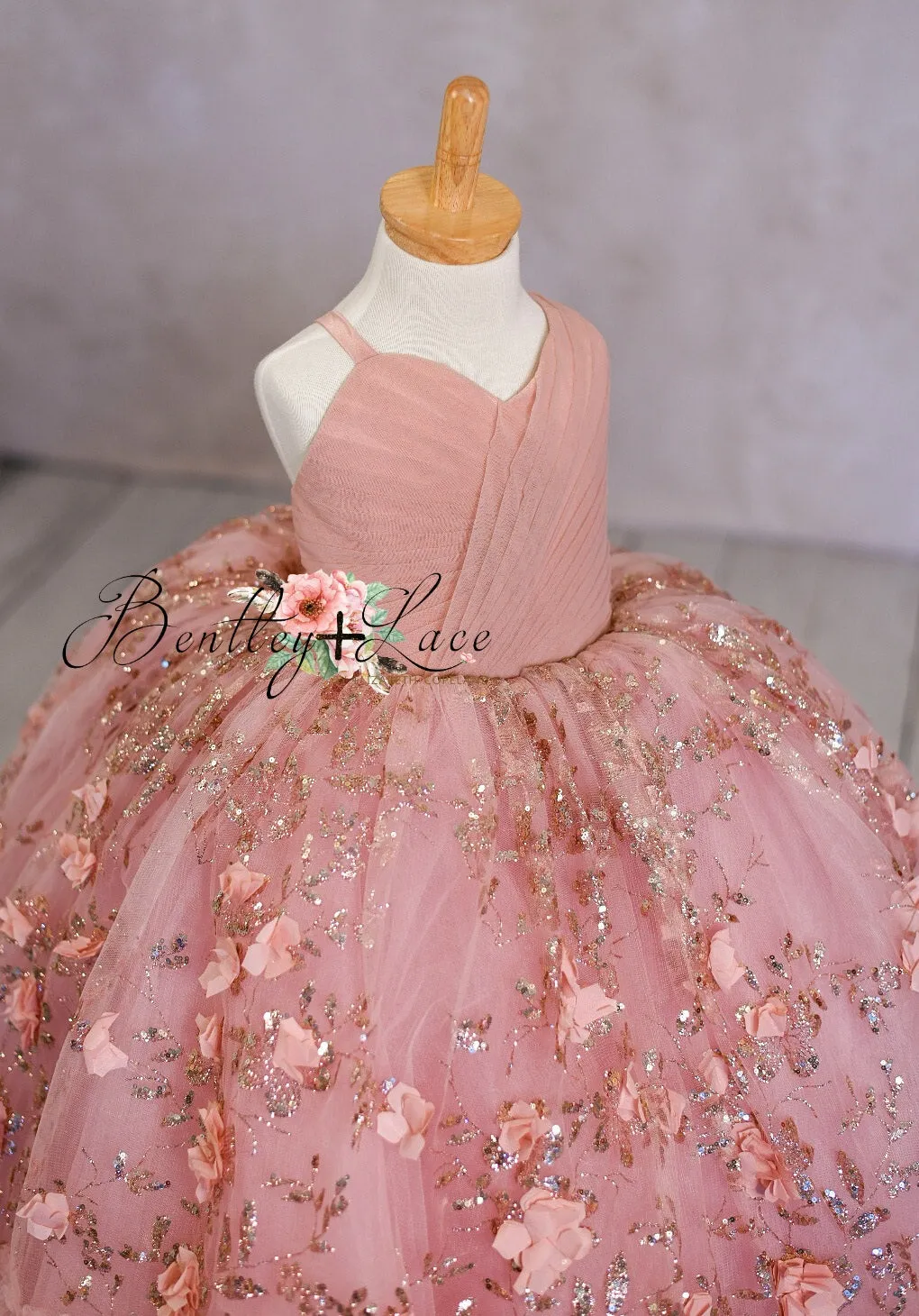Retired "Sadie Bloom"  blush Floor Toddler Length Dress  ( 4 Year - Petite 5 Year)