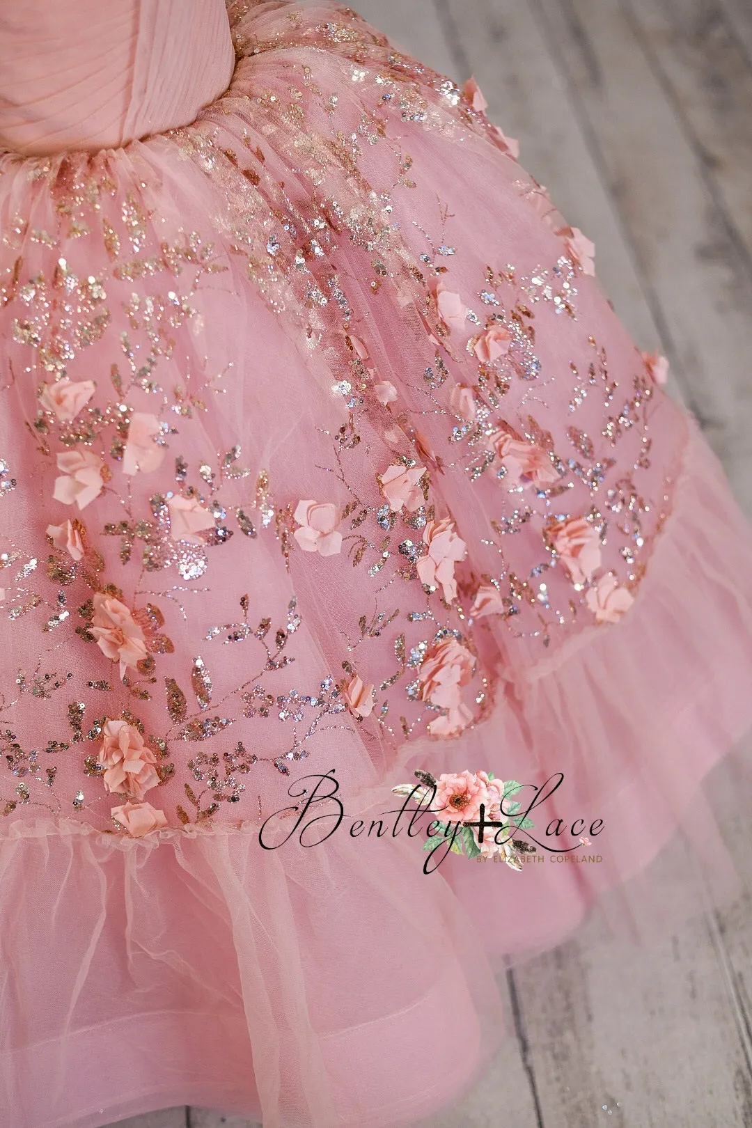 Retired "Sadie Bloom"  blush Floor Toddler Length Dress  ( 4 Year - Petite 5 Year)