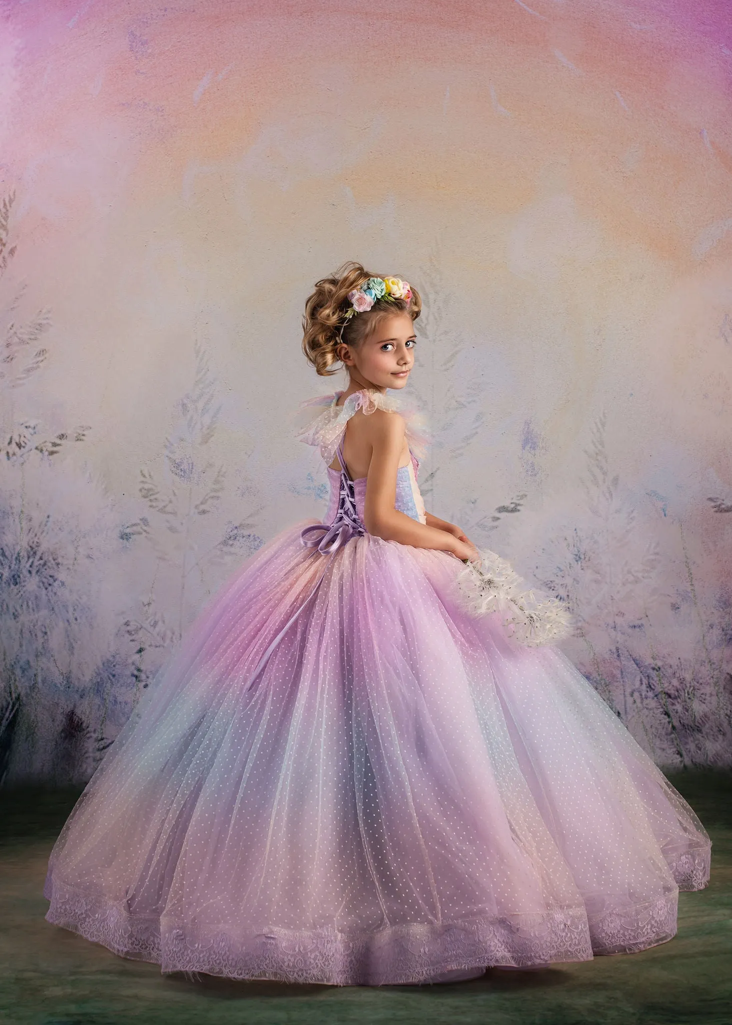 Retired rental GUC "Ombre Over The Rainbow " Floor Length Dress (5 Year-Petite 6 Year)