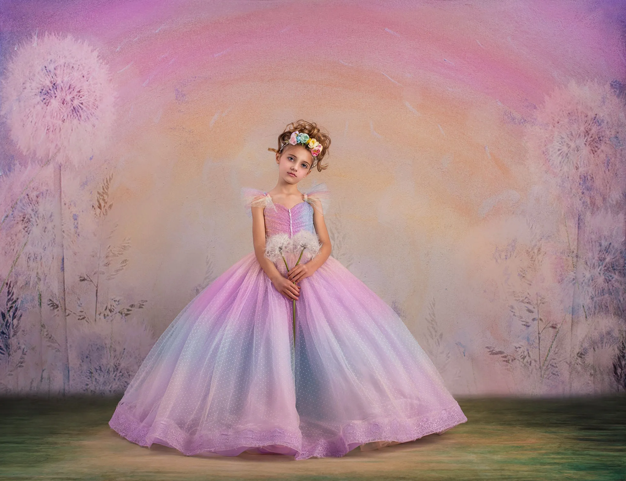 Retired rental GUC "Ombre Over The Rainbow " Floor Length Dress (5 Year-Petite 6 Year)