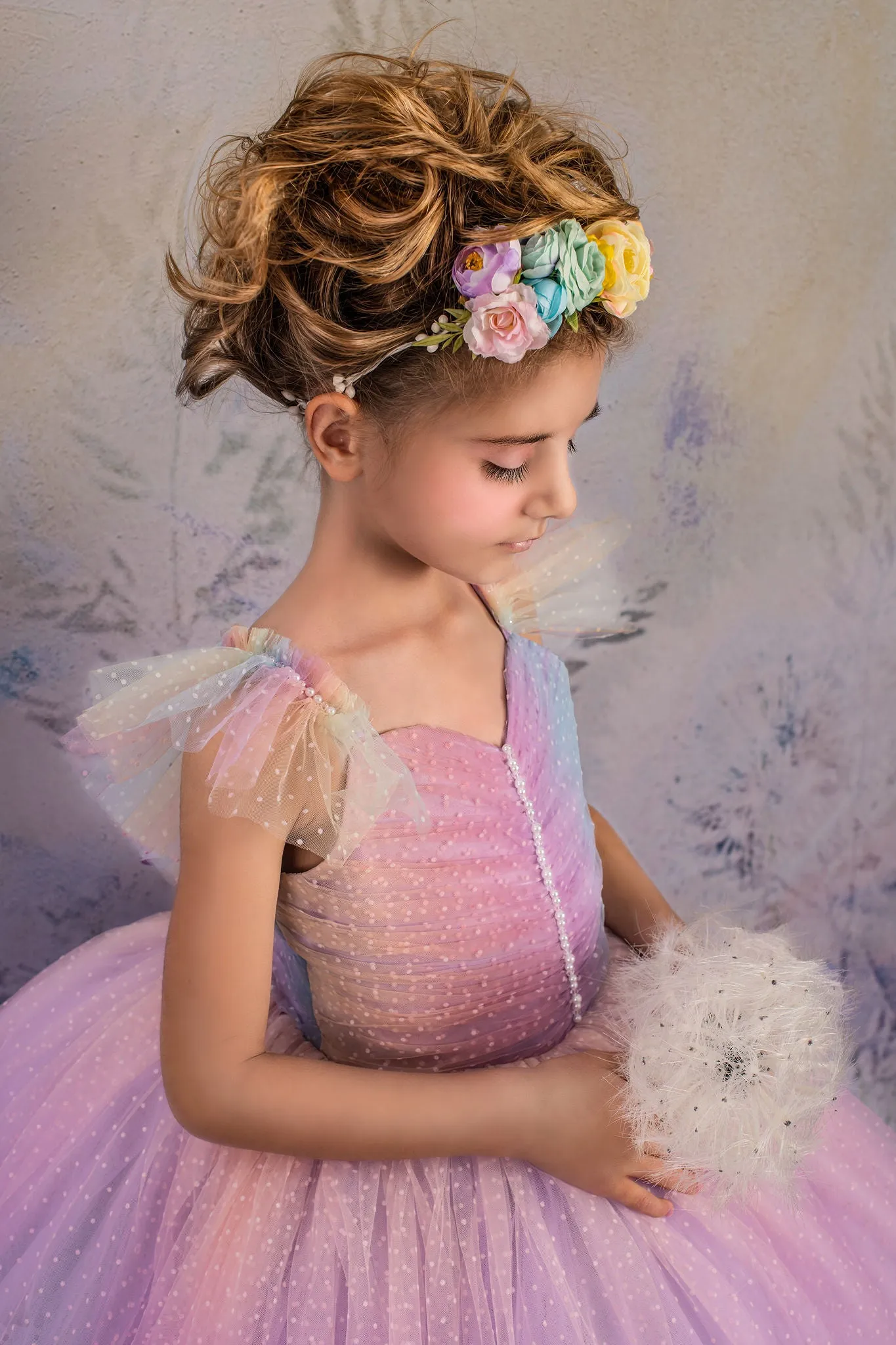 Retired rental GUC "Ombre Over The Rainbow " Floor Length Dress (5 Year-Petite 6 Year)