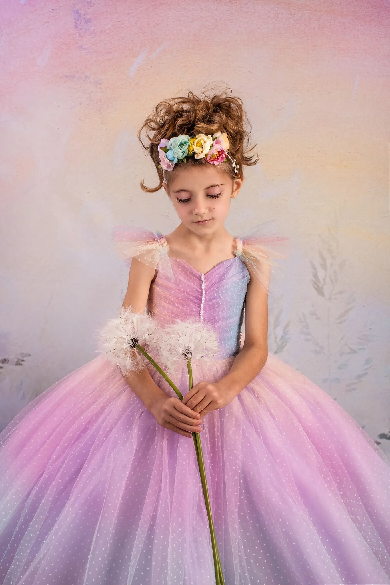 Retired rental GUC "Ombre Over The Rainbow " Floor Length Dress (5 Year-Petite 6 Year)