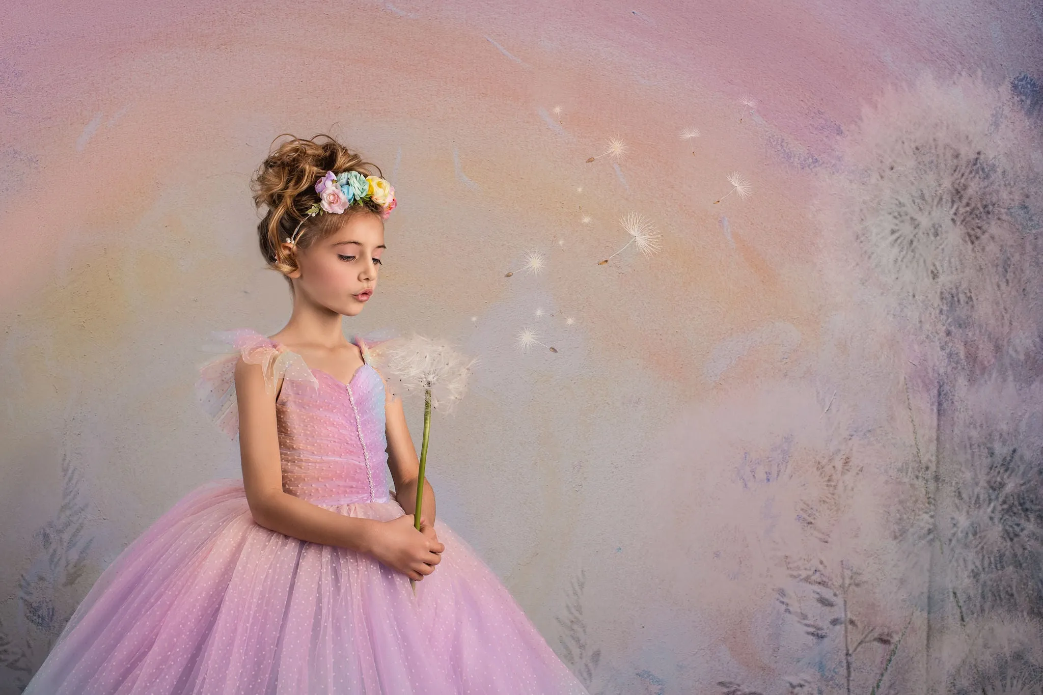 Retired rental GUC "Ombre Over The Rainbow " Floor Length Dress (5 Year-Petite 6 Year)