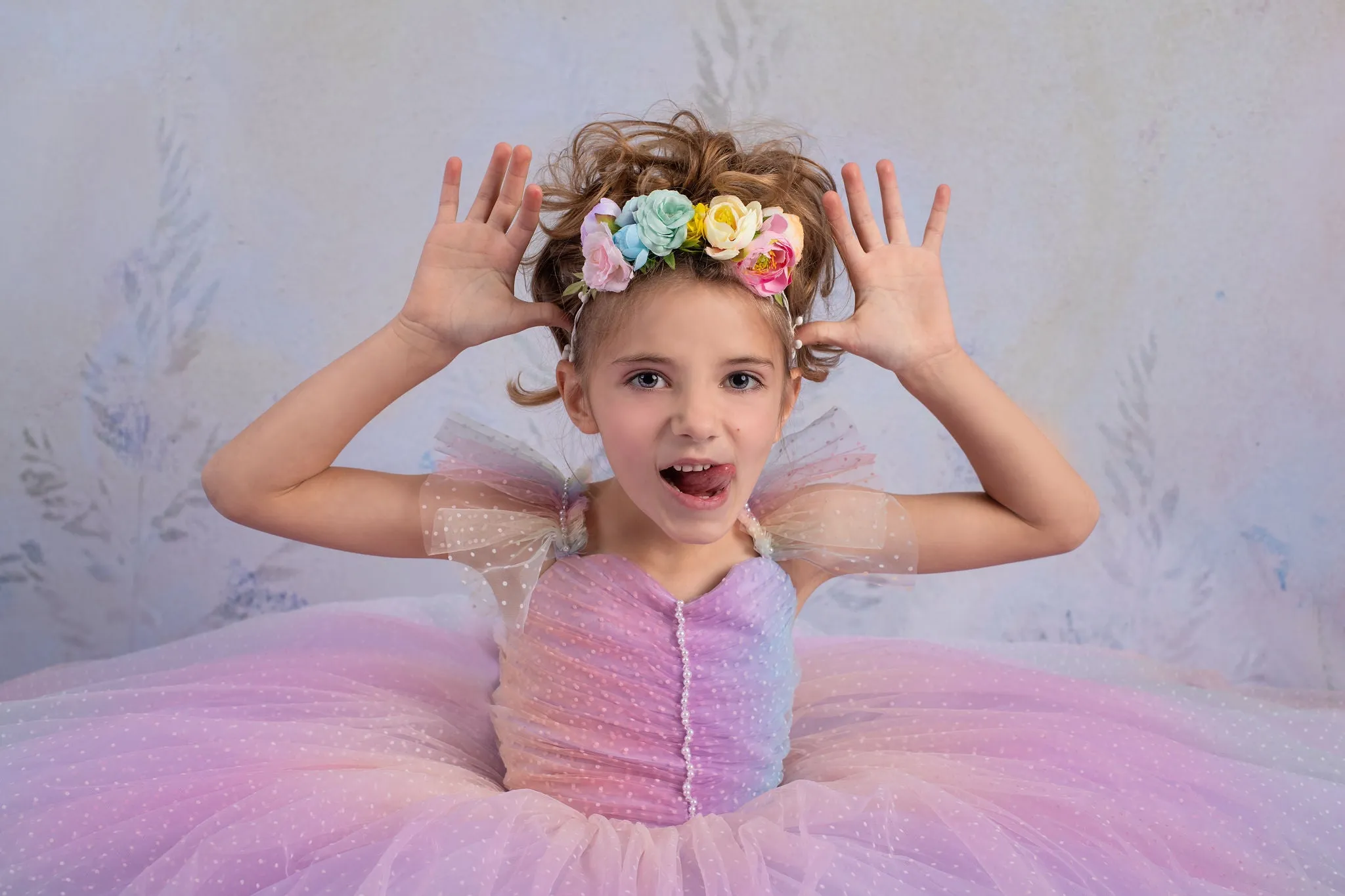Retired rental GUC "Ombre Over The Rainbow " Floor Length Dress (5 Year-Petite 6 Year)