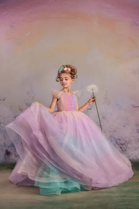 Retired rental GUC "Ombre Over The Rainbow " Floor Length Dress (5 Year-Petite 6 Year)