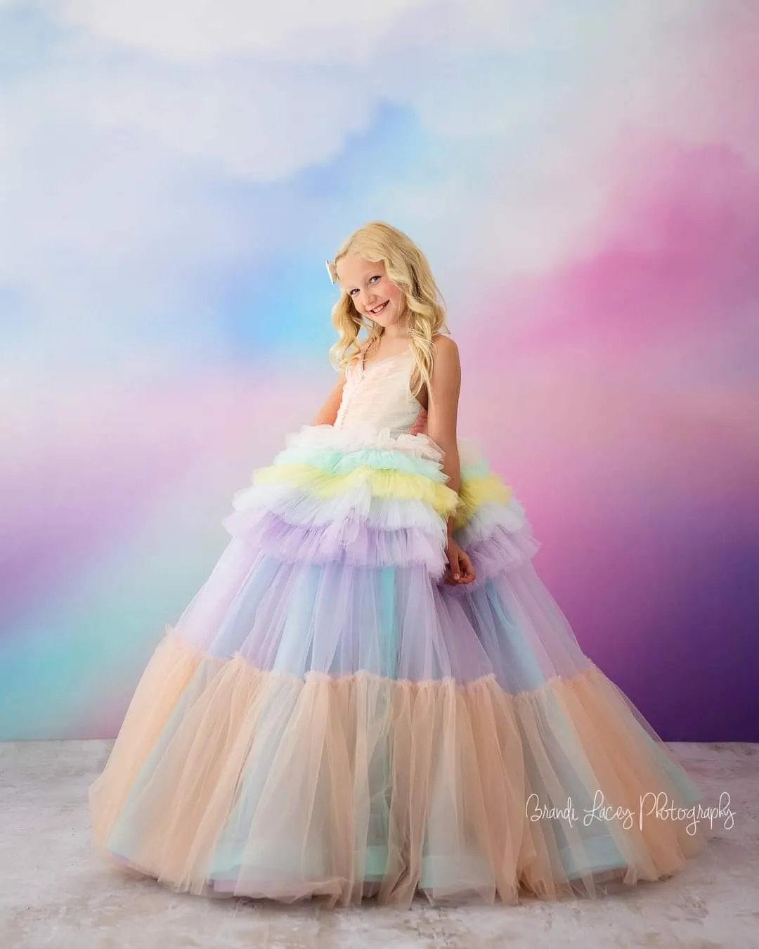 Sherbet "Rainbow Party" Floor Length Dress (6 Year-Petite 8 Year)