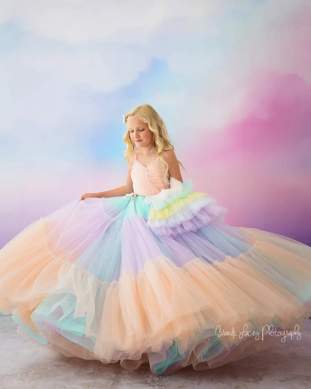 Sherbet "Rainbow Party" Floor Length Dress (6 Year-Petite 8 Year)