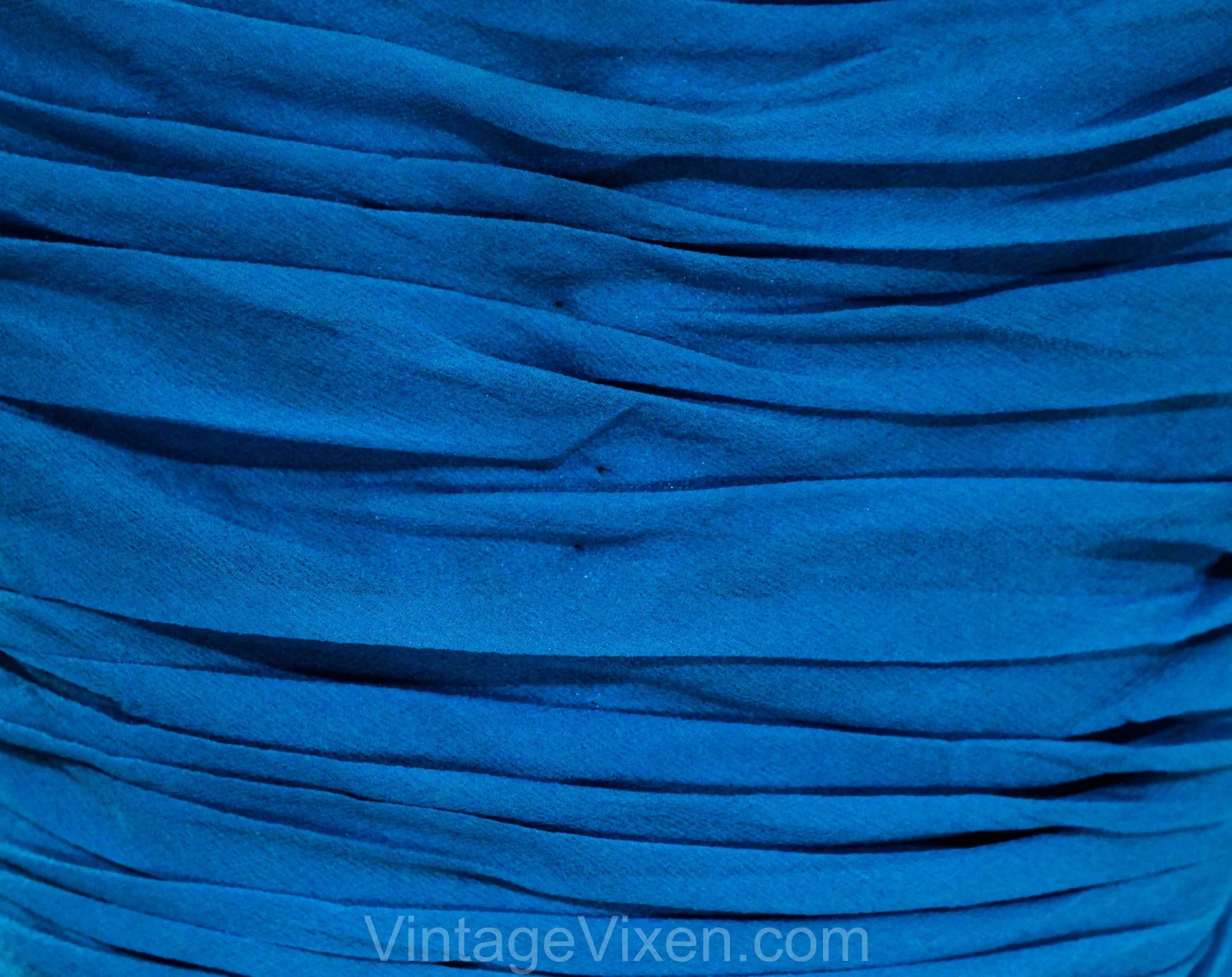 Size 12 1950s Cocktail Dress - Cobalt Blue Chiffon with Goddess Style Gathers & Draping - Large Size 50s Marilyn Bombshell - Waist 30