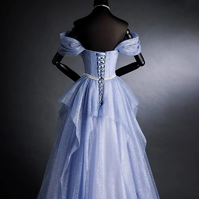 Strapless Sparkly Lavender Prom Dress